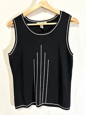 Camiseta sin mangas Carducci tejida años 90 Y2K para mujer negra a rayas elástica Corpcore Foto 1 de 4