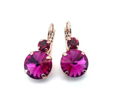 Earrings By Mariana Firefly Coll. Gorgeous Fuchsia & Red Austrian Crystals - Image 1 of 3