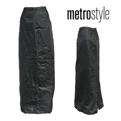 Maxi Falda Larga Recta Vintage METROSTYLE Mujer 10T 10 T Cuero Genuino Abertura Foto 1 de 4