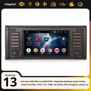 64GB 8 Kern Android 14.0 DAB+ Autoradio BMW 5er E39 M5 Navi Carplay USB DSP Wifi - Bild 1 von 24