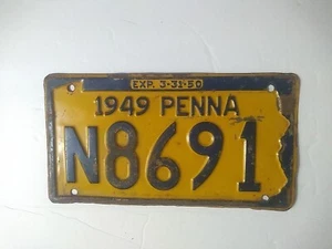 Pennsylvania 1949 License Plate N8691 Original Paint - Picture 1 of 3