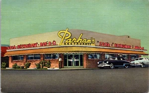 MIAMI SPIAGGIA, FLORIDA - RISTORANTE PARHAM - CARTOLINA LINO VINTAGE - Foto 1 di 2