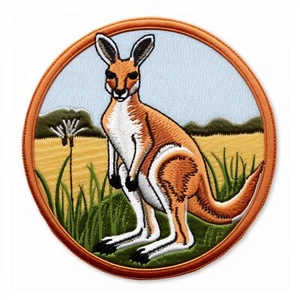 Parche de canguro apliques plancha ropa, Australia, animales salvajes insignia Wallaby - Imagen 1 de 12