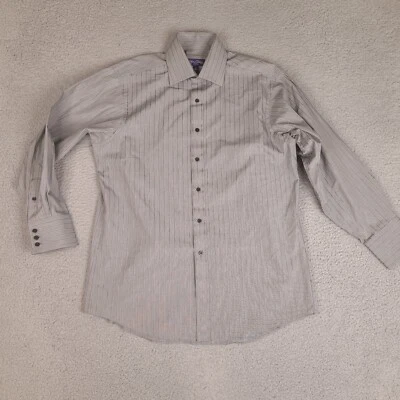 Sean John Dress Shirt Men's Large 16 32/33 Gray Striped Fine Tailoring Button Up - Image 1 of 4