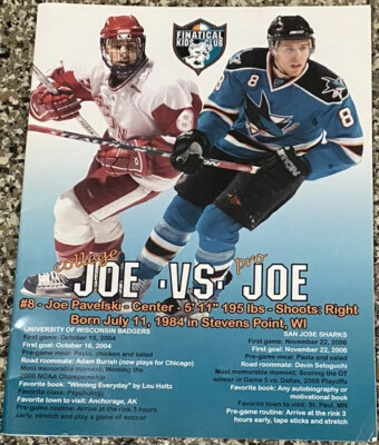 REVISTA FINÁTICA CLUB INFANTIL SAN JOSE SHARKS - COLEGIO JOE VS. PRO JOE PAVELSKI Foto 1 de 2