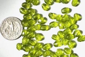Vintage Czech Crystal? Glass Bead Beads: 70 Green Oval Faceted 8 mm (#61) - Picture 1 of 5