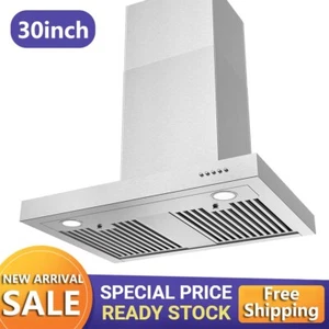 30in Wall Mount Range Hood Stainless Steel 3-Speed 900CFM Kitchen Vent LEDs New - Picture 1 of 13