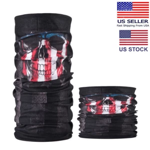 American Flag Skull Balaclava Mask Gaiter Neck Biker Bandana sport Face Cover - Picture 1 of 2