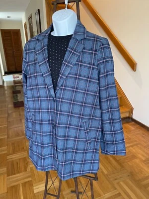 Blazer para hombre American Eagle Outfitters azul claro a cuadros/rosa talla M nuevo con etiquetas Foto 1 de 4