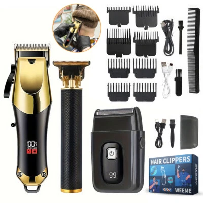 Cortapelos Eléctricos Profesionales para Hombres Barbero Inalámbrico Kit Recortadora de Barba Foto 1 de 4