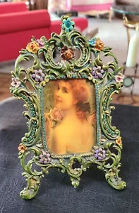 Vintage Picture Frame By Michal Negrin - Flowers, Jeweled - Picture 1 of 15