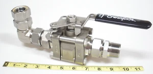 Swagelok SS-65TS16-JL Winkelverschraubungen Kugelhahn 1 Zoll Rohrverriegelung Hebelgriff - Bild 1 von 10
