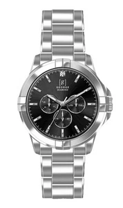 George Herren 41mm silberfarben schwarzes Zifferblatt echter Diamant Armband Uhr - Bild 1 von 12
