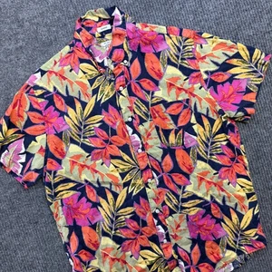 J Crew Shirt Mens Large Multicolor Floral Irish Linen Button Down Beach Tropical - Picture 1 of 7