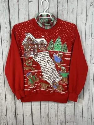 Sudadera Vintage 1994 Navidad Cascanueces Pan de Jengibre Lg Hecha en EE. UU. *Defecto Foto 1 de 4