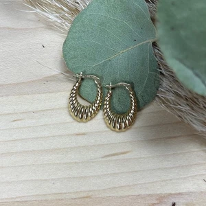 Vintage DN 14K Croissant Gold Creolen im Garnelenstil - Bild 1 von 9