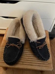 Zapatillas LL Bean Azul Marino Gamuza Piel de Oveja Forradas Malvadas Buenas W9 - Imagen 1 de 5