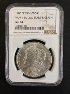 1900-O Top-100 VAM-15A DDO Stars & Clash Morgan Dollar NGC MS-64. Wunderschön!!! - Bild 1 von 4