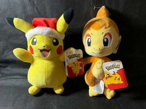 Pokemon 8 Zoll Plüsch CHIMCHAR & 8 Zoll Weihnachten Pikachu NEU kostenloser Versand - Bild 1 von 7