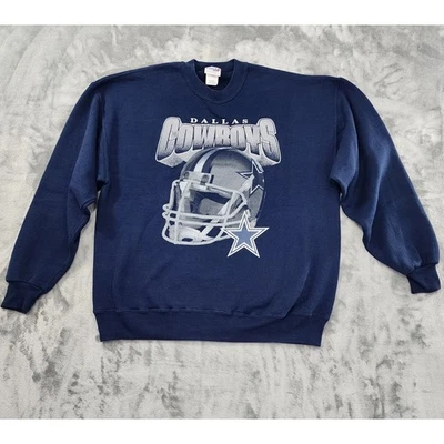 Moletom Vintage Anos 90 Chalk Line Russell Dallas Cowboys Tamanho XL Pulôver Azul - Imagem 1 de 4