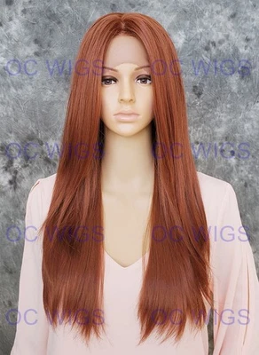 长直层热安全花边前人类头发混合假发红色奥本EVEH — 第 1/4 张图片