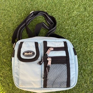 Borsa vintage Y2K fango blu chiaro nylon borsa cosmetica viaggio trucco organizer borsa - Foto 1 di 15