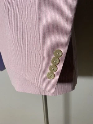 Chaps Pink White Pencil Striped Cotton Sport Jacket Blazer 40S - Image 1 of 4