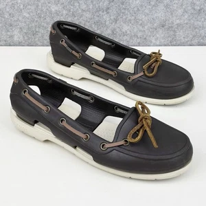 Crocs 'Beach Line' Slip On Boat Shoes UK4 (US6) Brown - Picture 1 of 11