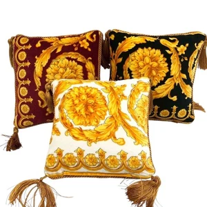 Gianni Versace Mini Cushion Set of 3 Fringe 15x15cm White Red Black Pillow - Picture 1 of 24