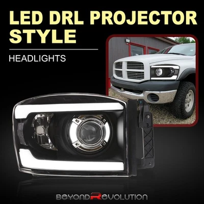 For 2006-2008 Ram 1500 LED DRL Projector Head Light Signal Lamp Left+Right Black Foto 1 de 4