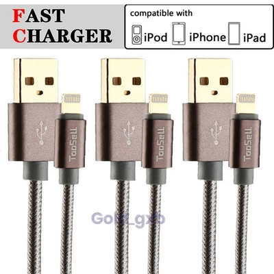 Плетеный кабель быстрого зарядного устройства сверхпрочный USB лот шнур для iPhone 14 13 12 11 X XR 8 - Изображение 1 из 4