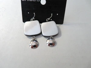 CHICO'S BRUSHED SILVER DANGLE EARRINGS HOOK - Picture 1 of 2