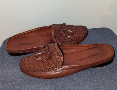 Robert Zur 编织皮革乐福鞋女式 11 M 码棕色驾驶鞋流苏 — 第 1/4 张图片