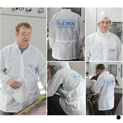 E-Z Mix 64850W White Carbon Fiber Thread Lab Coat w/ Detachable Hood (X-Large) - Image 1 of 2