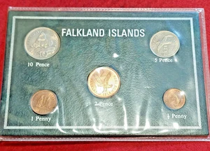 FALKLAND ISLANDS 1974 UNCIRCULATED YEAR SET OF 5 COINS 1/2p to 10p - Picture 1 of 2