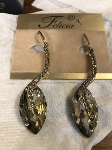 Pair of Felicia Earrings New With Tags Stunning Gold Brilliance - Picture 1 of 4