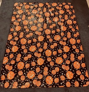 vintage halloween table cloth Jack O Lanterns, Candy Corn 69x51. - Picture 1 of 2