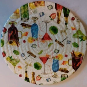 8 Inch Cotton Decopauged Heat Sealed Floral Trivet - Picture 1 of 1