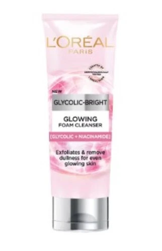 L'Oreal Paris Glycolic Bright Daily Foaming Face Cleanser, 100 ml  - Image 1 of 4