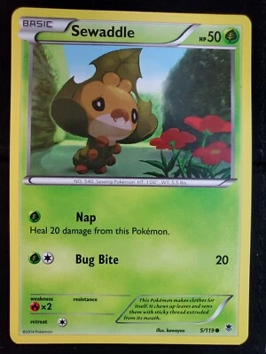 Pokémon TCG Sewaddle Phantom Forces 5/119 Regular Common LP - Image 1 of 2