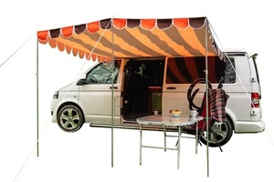 Toldo de sombra retro para autocaravana OLPRO - naranja y marrón - Imagen 1 de 6