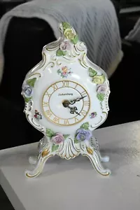 German Dresden Porcelain Lichtenburg Gold Gilded Mantle Clock 10.5 x 6 in - Picture 1 of 9