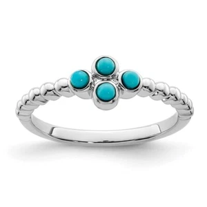 14k White Gold Turquoise Engagement Ring Size 7 - Picture 1 of 4