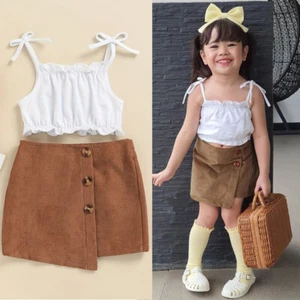 Infant Baby Girls 2PCS Summer Outfits Toddlers Sleeveless Top + Short Skirts Set - Picture 1 of 13