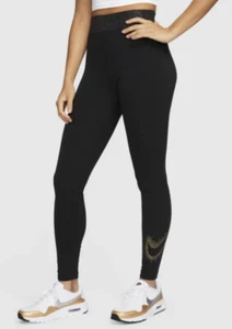 Nike Ropa Deportiva Mujer Negro Polvo de Estrellas Gráfico Leggings DQ6802-010 Dorado Nuevo con Etiquetas - Imagen 1 de 5
