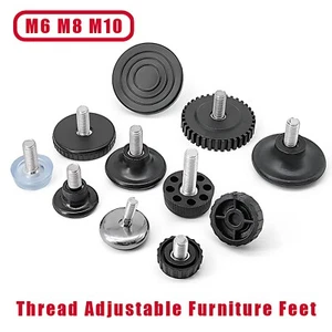 Adjustable Furniture Feet M6 M8 M10 Screws Leveling Foot Anti-slip Screw-in Base - Picture 1 of 86