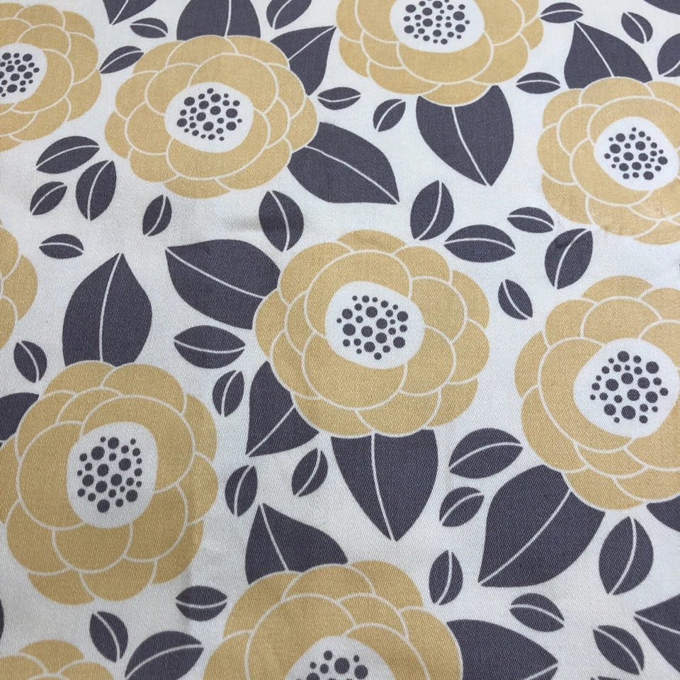 Ginseng Joel Dewberry Westminster Yellow Gray Floral Cotton Twill 2 Yd X  54” - Image 1 of 4
