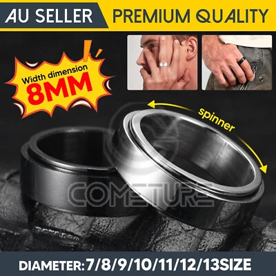 Anxiety Spinner Rings Rotating Fidget Ring Stainless Steel Men Women Glittering - image 1 of 4