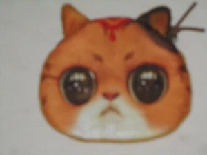 New Kitty Cat Coin Purse Cute Big Eyes Zip Top NWOT Lined Sad Face Fabric - Picture 1 of 2