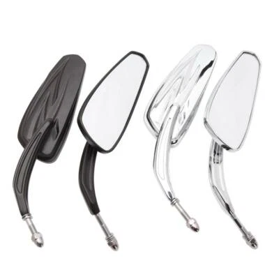 Espejos retrovisores negros/cromados para motocicleta 8 mm para Harley Road King Street Glide Foto 1 de 4